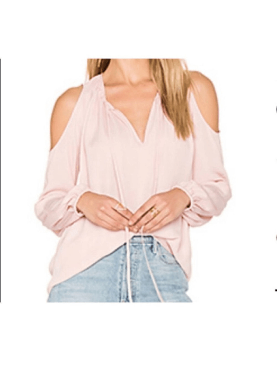 Amanda Uprichard Small Women's Petal Pink Cold Shoulder Peephole Blouse Soft